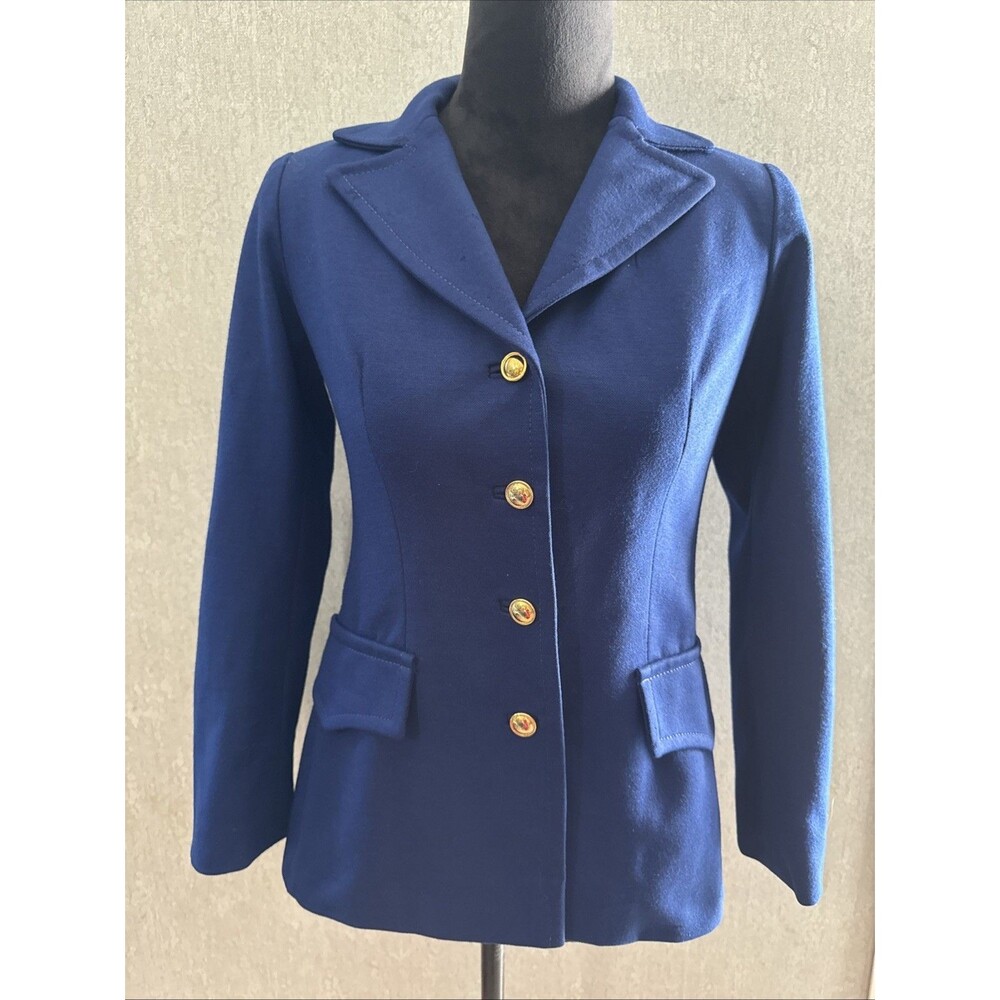 Vintage 70s Fashionaire Hart Schaffner Marx Blue Uniform Blazer Jacket Sz 4